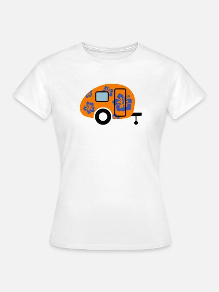 Hibiskus Caravan Wohnwagen Campingplatz Camper - Frauen T-Shirt - Weiß