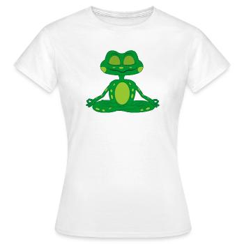Zen-Meditationsfrosch - Frauen T-Shirt - Weiß - Vorne - AI Model Female 172 dark (172cm)