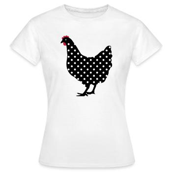 Huhn Henne gepunktet - Frauen T-Shirt - Weiß - Vorne - AI Model Female 172 dark (172cm)