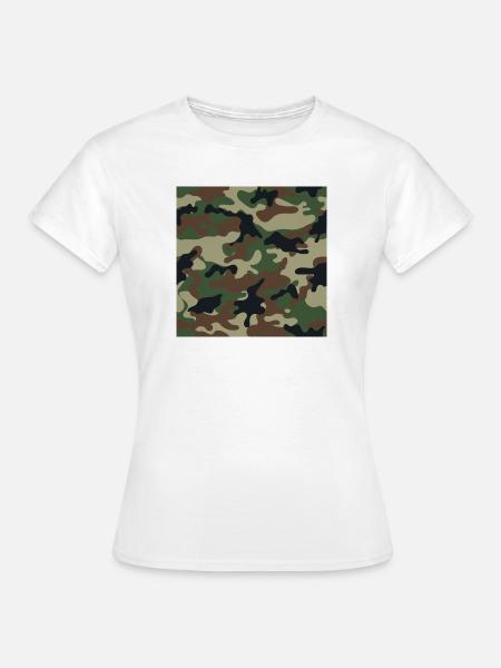 Tapezierte traditionale Tarnmuster - Frauen T-Shirt - Weiß