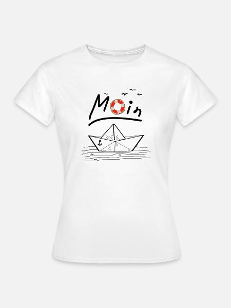 Moin Papierboot Möwe Rettungsring Fisch Nord Anker - Frauen T-Shirt - Weiß