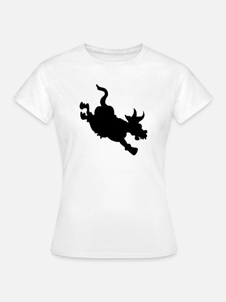 Lustiges Kuhschattenbild - Frauen T-Shirt - Weiß