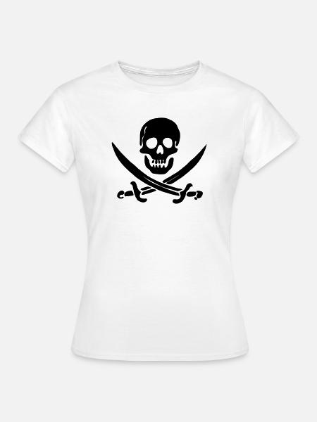Crâne de crâne de drapeau pirate - T-shirt Femme - blanc