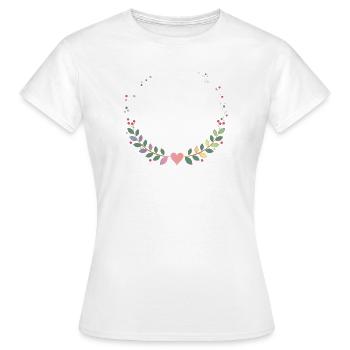 zarter Rahmen aus bunten Zweigen und Herz - Frauen T-Shirt - Weiß - Vorne - AI Model Female 172 dark (172cm)