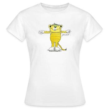 Janosch Tiger Pose - Frauen T-Shirt - Weiß - Vorne - AI Model Female 172 dark (172cm)