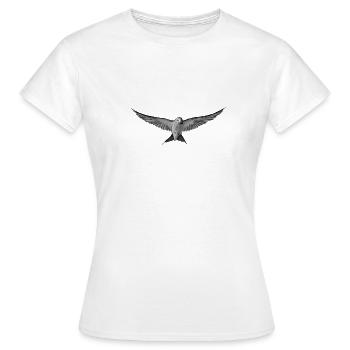 Oiseau gris en vol monochrome - T-shirt Femme - blanc - Devant - AI Model Female 172 dark (172cm)