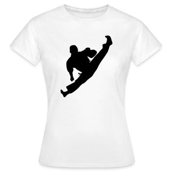 Jumpkick Geri Kick Karate oder Teakwondo - Frauen T-Shirt - Weiß - Vorne - AI Model Female 172 dark (172cm)