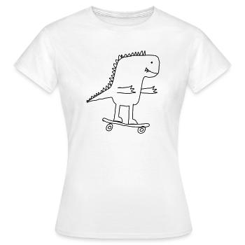 Dino on Skateboard – Cool Cartoon for Nerds - Women's T-Shirt - white - Front - AI Model Female 172 dark (172cm)