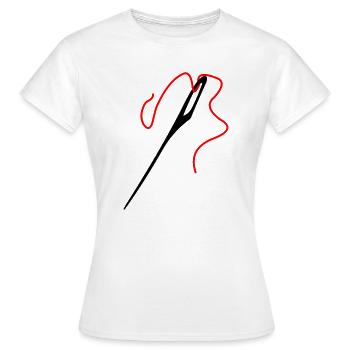 Nadel und Faden - Frauen T-Shirt - Weiß - Vorne - AI Model Female 172 dark (172cm)