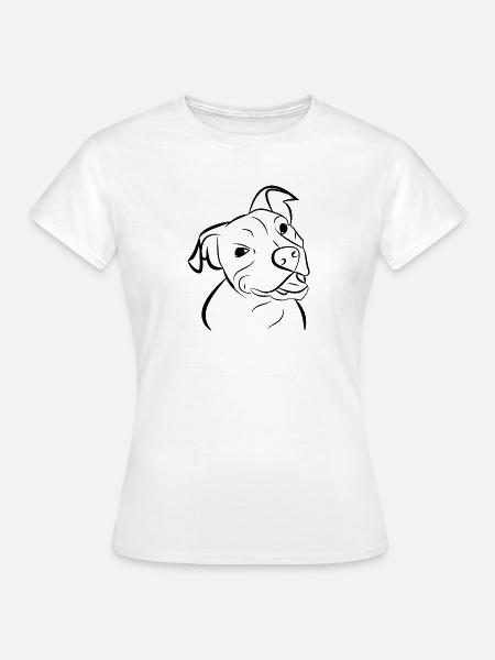 Tête de chien pitbull chien - T-shirt Femme - blanc