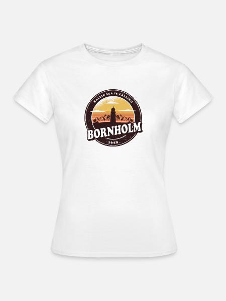 Bornholmin majakan vintage-muotoilu - Dame-T-shirt - hvid