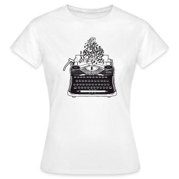 nostalgic antique typewriter with letters - Women's T-Shirt - white - Front - AI Model Female 172 dark (172cm)