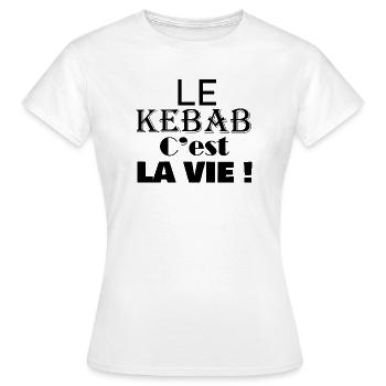 le KEBAB c'est la vie viande à griller fast food - T-shirt Femme - blanc - Devant - AI Model Female 172 dark (172cm)