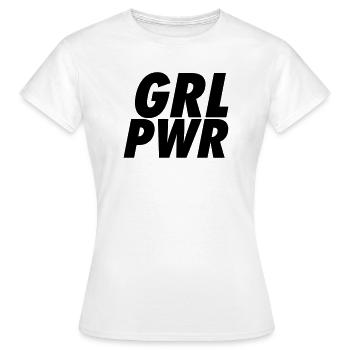 GRL PWR | Kühner minimalistischer Feminist - Frauen T-Shirt - Weiß - Vorne - AI Model Female 172 dark (172cm)