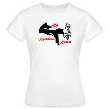Kyokushin Karate KO Kick mit Kanku Zeichen - Frauen T-Shirt - Weiß - Vorne - AI Model Female 172 dark (172cm)