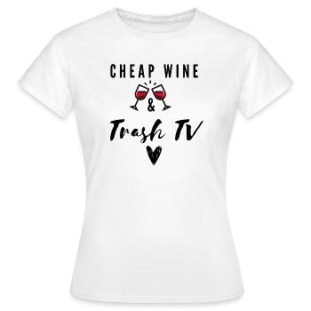 Billiger Wein Und Trash TV - Frauen T-Shirt - Weiß - Vorne - AI Model Female 172 dark (172cm)