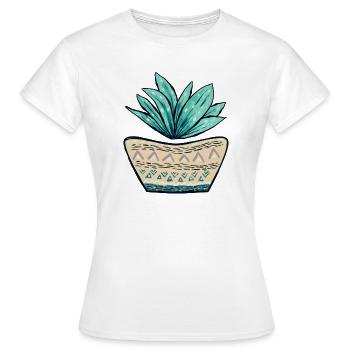 Sukkulenten Topf Muster - Frauen T-Shirt - Weiß - Vorne - AI Model Female 172 dark (172cm)