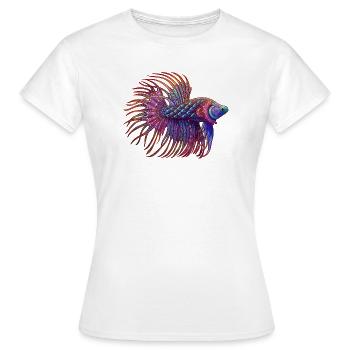 Couleur Betta Zentangle - T-shirt Femme - blanc - Devant - AI Model Female 172 dark (172cm)