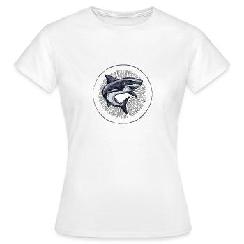 Dancing Shark - T-shirt Femme - blanc - Devant - AI Model Female 172 dark (172cm)