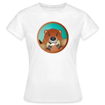 cute rodent patch - beaver nibbles on wood - Women's T-Shirt - white - Front - AI Model Female 172 dark (172cm)
