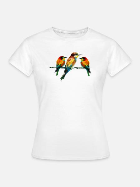 Geometrischer Kingfisher-Trio - Frauen T-Shirt - Weiß