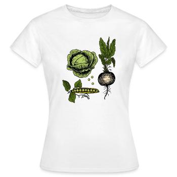 Vintage Gemüse Botanische Illustration - Frauen T-Shirt - Weiß - Vorne - AI Model Female 172 dark (172cm)