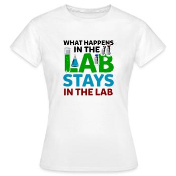 What Happens In The Lab Stays In Lab Chemistry Lab - Women's T-Shirt - white - Front - AI Model Female 172 dark (172cm)