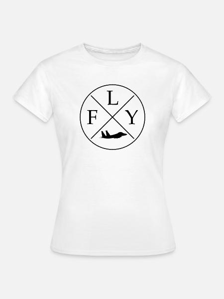 FLY Logo Jet Kampfjet - Frauen T-Shirt - Weiß