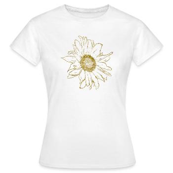 Autocollant Sunflower Gold Flower Power - T-shirt Femme - blanc - Devant - AI Model Female 172 dark (172cm)
