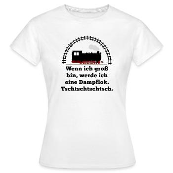 Dampflok Spruch Baby Junge Eltern - Frauen T-Shirt - Weiß - Vorne - AI Model Female 172 dark (172cm)