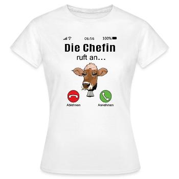 Kuh ruft Chefin Kühe Bauernhof Landwirt Büro Fun - Frauen T-Shirt - Weiß - Vorne - AI Model Female 172 dark (172cm)
