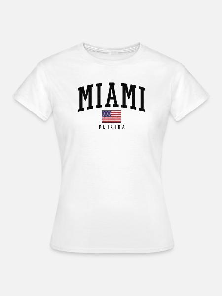 Miami Flag Distressed Typography Florida - Frauen T-Shirt - Weiß