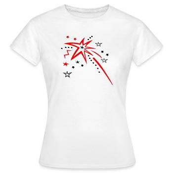 Sterne, Feuerwerk, Sternschnuppe - Frauen T-Shirt - Weiß - Vorne - AI Model Female 172 dark (172cm)