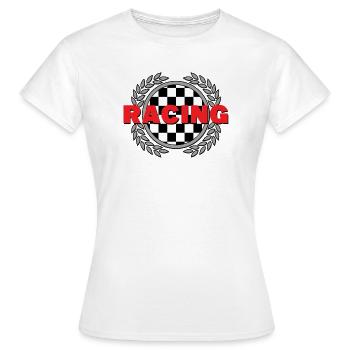 Racing - Checked Flag Laurel Leaves Racing Sport - Women's T-Shirt - white - Front - AI Model Female 172 dark (172cm)