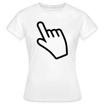 Hand zeigt mit dem Zeigefinger auf etwas - Frauen T-Shirt - Weiß - Vorne - AI Model Female 172 dark (172cm)