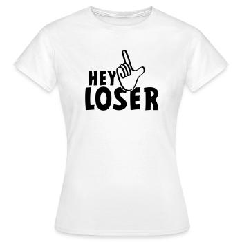 Salut le perdant. perdants, bizarres, idiots, neurd.... - T-shirt Femme - blanc - Devant - AI Model Female 172 dark (172cm)