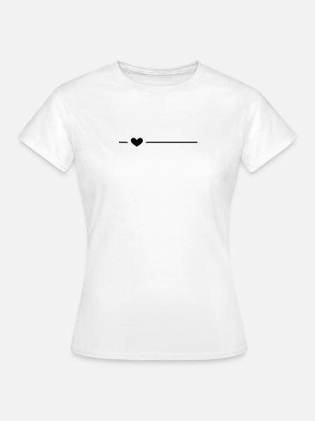 Linie Herz Schwarz - Frauen T-Shirt - Weiß