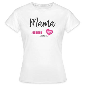 Mama Loading 2023 Heart Girl Pink Expectant Mom - Women's T-Shirt - white - Front - AI Model Female 172 dark (172cm)
