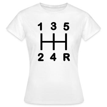 Boîte de vitesses à cinq rapports - T-shirt Femme - blanc - Devant - AI Model Female 172 dark (172cm)