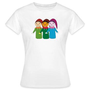 kasper und freunde - Frauen T-Shirt - Weiß - Vorne - AI Model Female 172 dark (172cm)