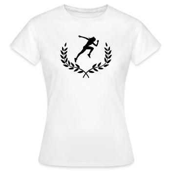 Sprinter in laurel decoration - Women's T-Shirt - white - Front - AI Model Female 172 dark (172cm)