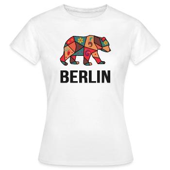 Motif géométrique d’ours de Berlin - I love Berlin - T-shirt Femme - blanc - Devant - AI Model Female 172 dark (172cm)