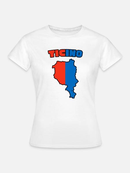 Ticino Karte Rot-Blau - Frauen T-Shirt - Weiß