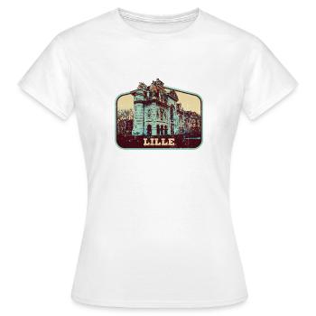 Badge retro, Lille France est ma ville natale - T-shirt Femme - blanc - Devant - AI Model Female 172 dark (172cm)