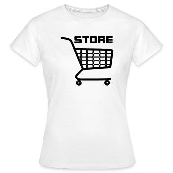 Panier d’achat avec texte STORE - T-shirt Femme - blanc - Devant - AI Model Female 172 dark (172cm)