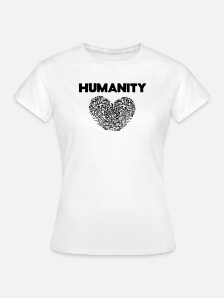 Liebe Herz Spruch Menschheit Friedensbewegung - Frauen T-Shirt - Weiß
