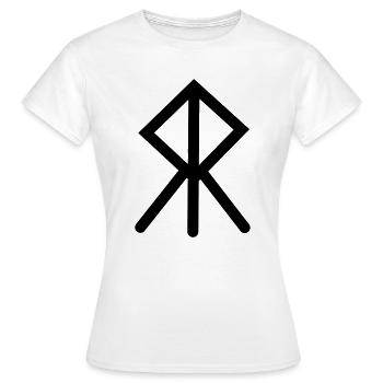 Moed Wikinger-Rune COURAGE - Frauen T-Shirt - Weiß - Vorne - AI Model Female 172 dark (172cm)