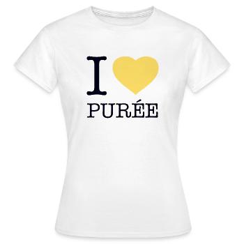 J’AIME LA PURÉE Pommes de terre Purée de pommes de terre - T-shirt Femme - blanc - Devant - AI Model Female 172 dark (172cm)