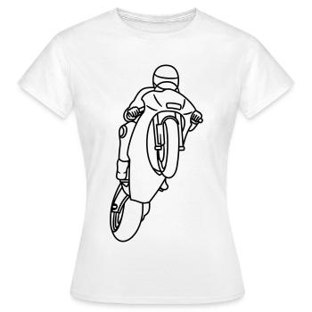 Wheelie extrem mit Rennmotorrad - dunkel - Frauen T-Shirt - Weiß - Vorne - AI Model Female 172 dark (172cm)