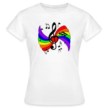 Clé de musique avec arc-en-ciel et notes de musique - T-shirt Femme - blanc - Devant - AI Model Female 172 dark (172cm)